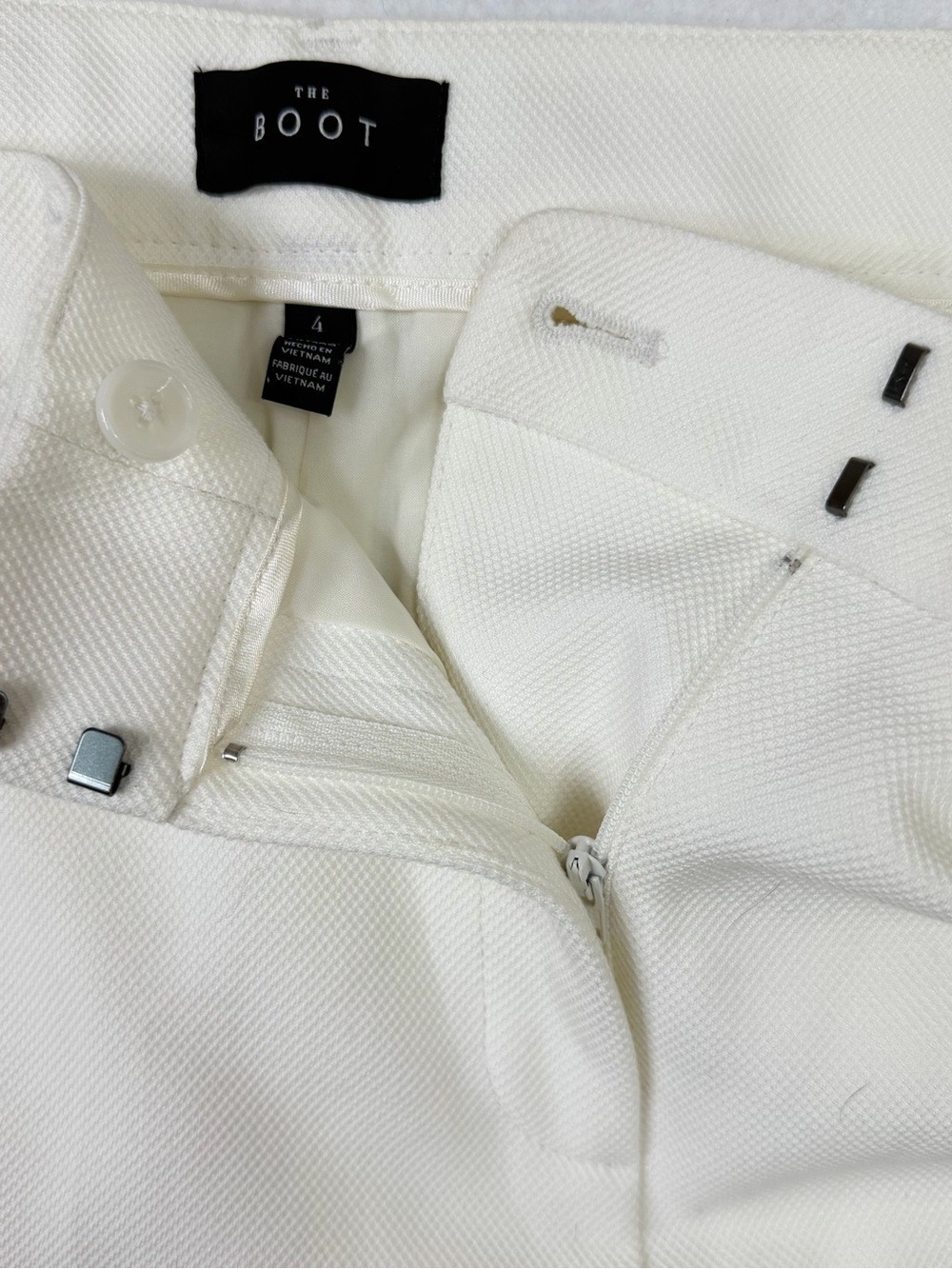 White House Black Market The Boot White Textured Flare Pants Size 4 Career - Picture 5 of 10